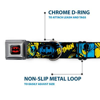 Show full view: Buckle-Down DC Comics Batman Poses & Logo Dog Collar, Large: 15 to 24-in neck, 1-in wide slide 5 of 8