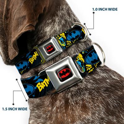 Show full view: Buckle-Down DC Comics Batman Poses & Logo Dog Collar, Large: 15 to 24-in neck, 1-in wide slide 2 of 8