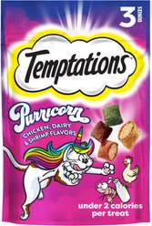 Temptations MixUps Purricorn Chicken Dairy & Shrimp Flavors Crunchy & Soft Cat Treats, 3-oz bag