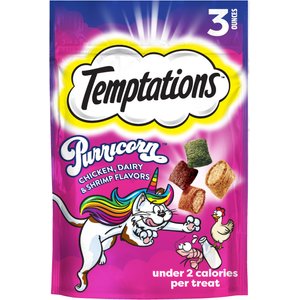 Temptations MixUps Purricorn Chicken Dairy & Shrimp Flavors Crunchy & Soft Cat Treats, 3-oz bag