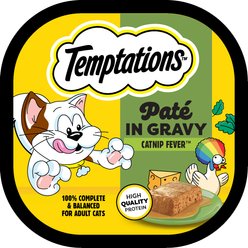 Temptations Catnip Fever Flavor Pate in Gravy Adult Wet Cat Food, 3.5-oz tray, case of 24