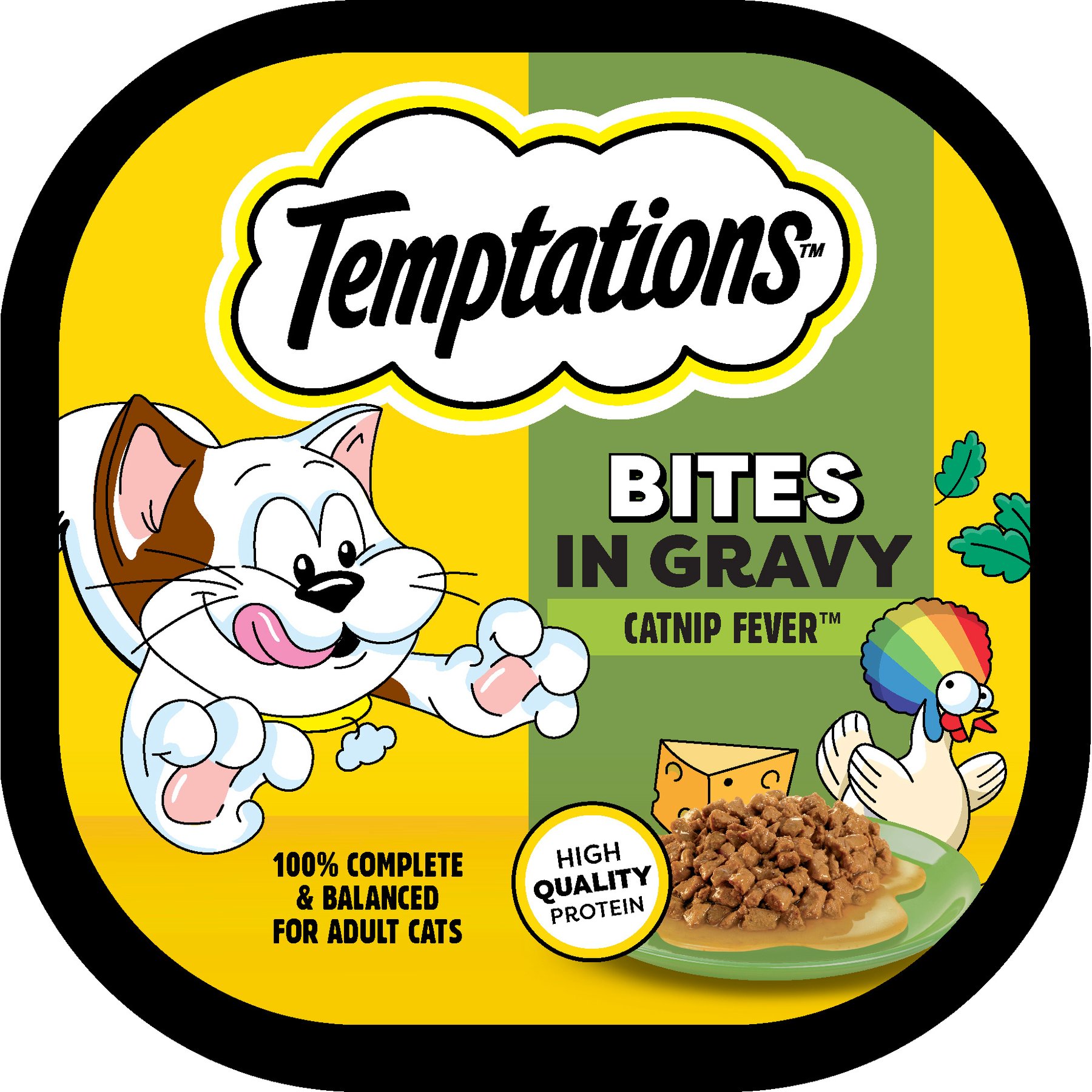 Temptations Catnip Fever Flavor Bites in Gravy Adult Wet Cat Food, 3.5-oz tray, case of 24