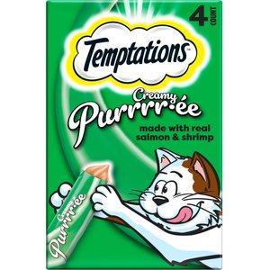 Temptations Creamy Puree Mix-Ups Seafood Medley Flavor Lickable Cat Treats, 0.42-oz tube, pack of 4