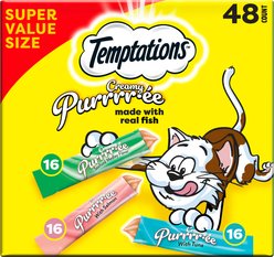 Temptations Creamy Puree Mix-Ups Variety Pack Lickable Cat Treats, 0.42-oz tube, pack of 48