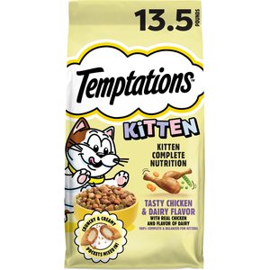 Temptations Tasty Chicken & Dairy Flavor Dry Kitten Food, 13.5-lb bag