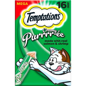 Temptations Creamy Puree Mix-Ups Seafood Medley Flavor Lickable Cat Treats, 0.42-oz tube, pack of 16