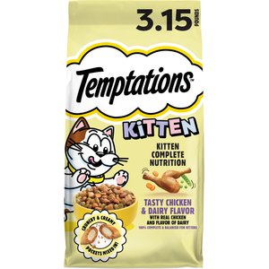 Temptations Tasty Chicken & Dairy Flavor Dry Kitten Food, 3.15-lb bag