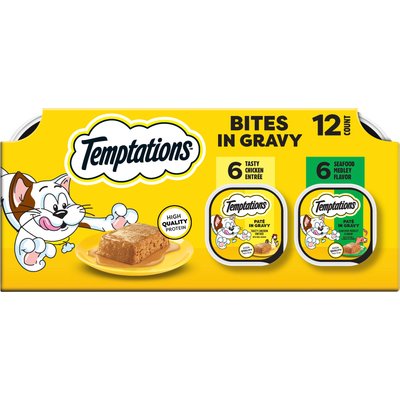 Temptations Temptations Pate in Gravy Flavor Variety Wet Cat Food, 3.5-oz tray, bundle of 24