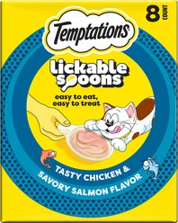 Temptations Lickable Spoons Salmon & Tuna Topper Lickable Cat Treats, .353-oz spoon, box of 8