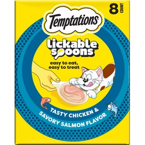 Temptations Lickable Spoons Salmon & Tuna Topper Lickable Cat Treats, .353-oz spoon, box of 8