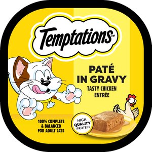 Temptations Tasty Chicken Flavor Pate in Gravy Wet Cat Food, 3.5-oz tray, case of 24