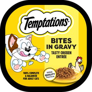 Temptations Tasty Chicken Flavor Bites in Gravy Wet Cat Food, 3.5-oz tray, case of 24