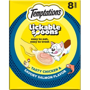 Temptations Lickable Spoons Tasty Chicken & Savory Salmon Cat Lickable Treats, .353-oz spoon, box of 8