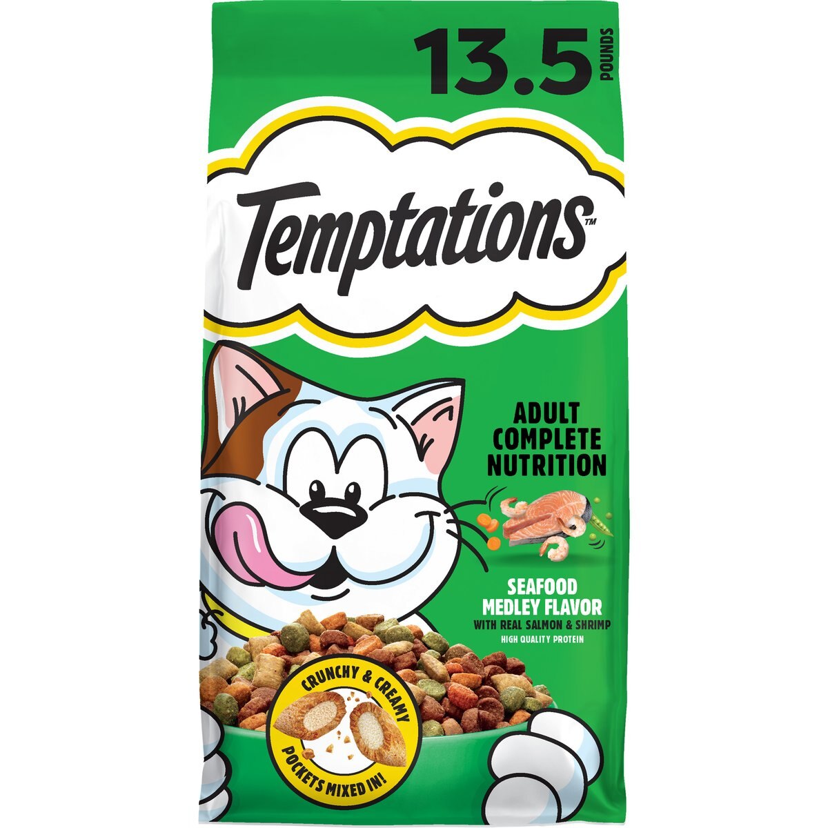 Temptations Adult Seafood Medley Flavor Dry Cat Food, 13.5-lb bag