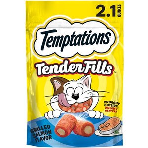 Temptations Tender Fills Grilled Salmon Flavor Soft & Crunchy Cat Treats, 2.1-oz pouch