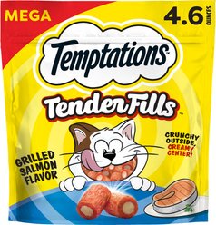 Temptations Tender Fills Grilled Salmon Flavor Soft & Crunchy Cat Treats, 4.6-oz pouch