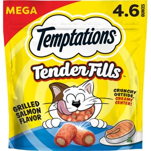 Temptations Tender Fills Grilled Salmon Flavor Soft & Crunchy Cat Treats, 4.6-oz pouch