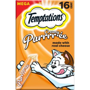 Temptations Creamy Puree with Cheese Topper Lickable Cat Treats, 0.425-oz pouch, 16 count