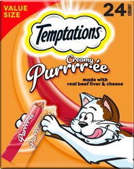 Temptations Creamy Puree with Beef Liver & Cheese Variety Pack Lickable Cat Treats, 0.425-oz pouch, 24 count