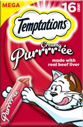 Temptations Creamy Puree with Beef Liver Lickable, Squeezable Cat Treat, 0.425-oz pouch, 16 count