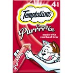 Temptations Creamy Puree with Beef Liver Lickable, Squeezable Cat Treat, 0.425-oz pouch, 4 count