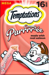Temptations Creamy Puree with Salmon Lickable Cat Treats, 0.425-oz pouch, 16 count