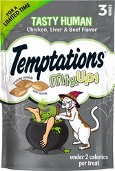 Temptations MixUps Tasty Human, Chicken, Liver & Beef Flavors Soft & Crunchy Cat Treats, 3-oz bag