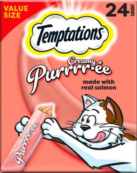 Temptations Creamy Puree with Salmon Lickable Cat Treats, 0.425-oz pouch, 24 count