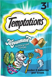 Temptations MixUps Meowmaid Salmon & Tuna Flavors Crunchy & Soft Cat Treats, 3-oz bag