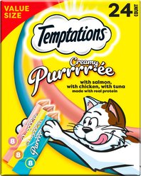 Temptations Creamy Puree Salmon, Chicken & Tuna Variety Pack Lickable Cat Treats, 0.42-oz pouch, 24 count
