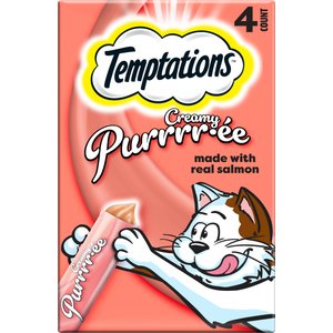 Temptations Creamy Puree with Salmon Lickable Cat Treats, 0.425-oz pouch, 4 count