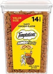 Temptations Jumbo Stuff Tasty Chicken Flavor Soft & Crunchy Cat Treats, 14-oz tub