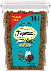 Temptations Jumbo Stuff Tempting Tuna Flavor Soft & Crunchy Cat Treats, 14-oz tub
