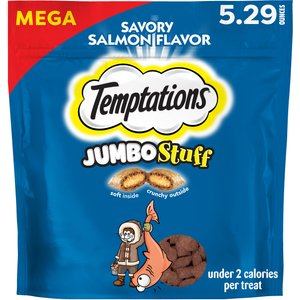 Temptations Jumbo Stuff Savory Salmon Flavor Soft & Crunchy Cat Treats, 5.29-oz bag