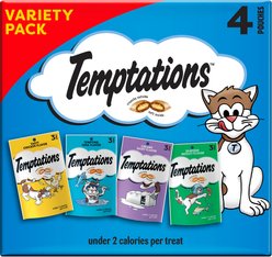 Temptations Feline Favorites Classic Variety Pack Soft & Crunchy Cat Treats, 3-oz bag, case of 4