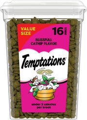 Temptations Classic Blissful Catnip Flavor Soft & Crunchy Cat Treats, 16-oz tub
