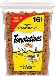 Temptations Classic Tasty Chicken Flavor Soft & Crunchy Cat Treats, 16-oz tub