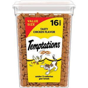 Temptations Classic Tasty Chicken Flavor Soft & Crunchy Cat Treats, 16-oz tub