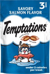 Temptations Classic Savory Salmon Flavor Crunchy & Soft Cat Treats, 3-oz bag