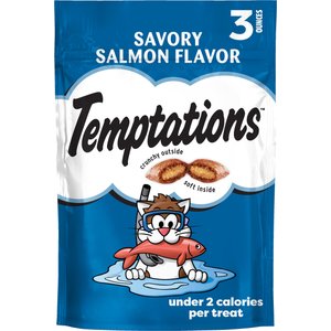 Temptations Classic Savory Salmon Flavor Crunchy & Soft Cat Treats, 3-oz bag