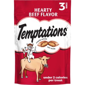 Temptations Classic Hearty Beef Flavor Soft & Crunchy Cat Treats, 3-oz bag