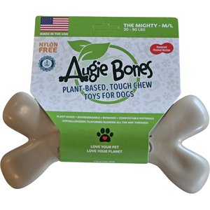 Augie Bones Mighty Peanut Butter Plant Based Tough Dog Chew Toy, Tan, 7.5-in, 1 count