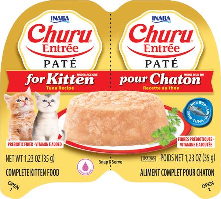 Show full view: Inaba Churu Entrée Kitten Tuna Recipe Grain-Free, High Moisture Pate Wet Cat Food, 2.46-oz twin cups, 12 servings slide 4 of 10
