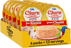Inaba Churu Entrée Kitten Tuna Recipe Grain-Free, High Moisture Pate Wet Cat Food, 2.46-oz twin cups, 12 servings