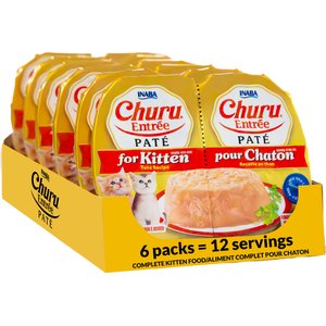 Inaba Churu Entrée Kitten Tuna Recipe Grain-Free, High Moisture Pate Wet Cat Food, 2.46-oz twin cups, 12 servings