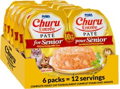 Inaba Churu Entrée Senior Chicken Recipe with Tuna Grain-Free, High Moisture Pate Wet Cat Food, 2.46-oz twin cups, 12 servings