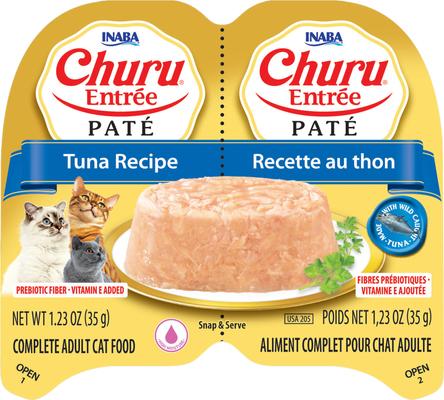 Show full view: Inaba Churu Entrée Tuna Recipe Grain-Free, High Moisture Pate Wet Cat Food, 2.46-oz twin cups, 12 servings slide 4 of 10