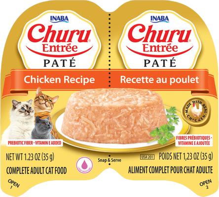 Show full view: Inaba Churu Entrée Chicken Recipe Grain-Free, High Moisture Pate Wet Cat Food, 2.46-oz twin cups, 12 servings slide 4 of 10