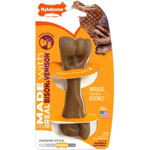 Nylabone Strong Chew Femur Bone Real Bison & Vension Dog Chew Toy, Small
