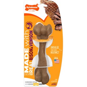 Nylabone Strong Chew Femur Bone Real Bison & Vension Dog Chew Toy, Large
